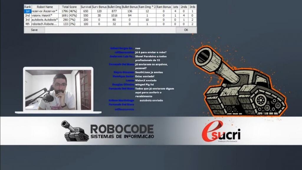Sistemas de Informação da Esucri promove projeto interdisciplinar virtual Robocode